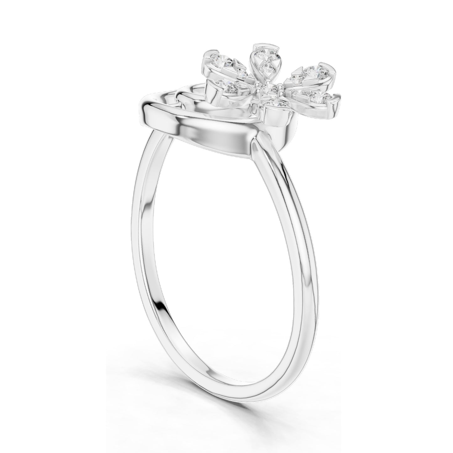 0.148 CT Lab Diamond Floral Spiral Ring for Women | VVS-VS EF Clarity | 18KT, 14KT, 10KT Gold & 925 Silver | Rose, Yellow, White Gold & Moissanite Options