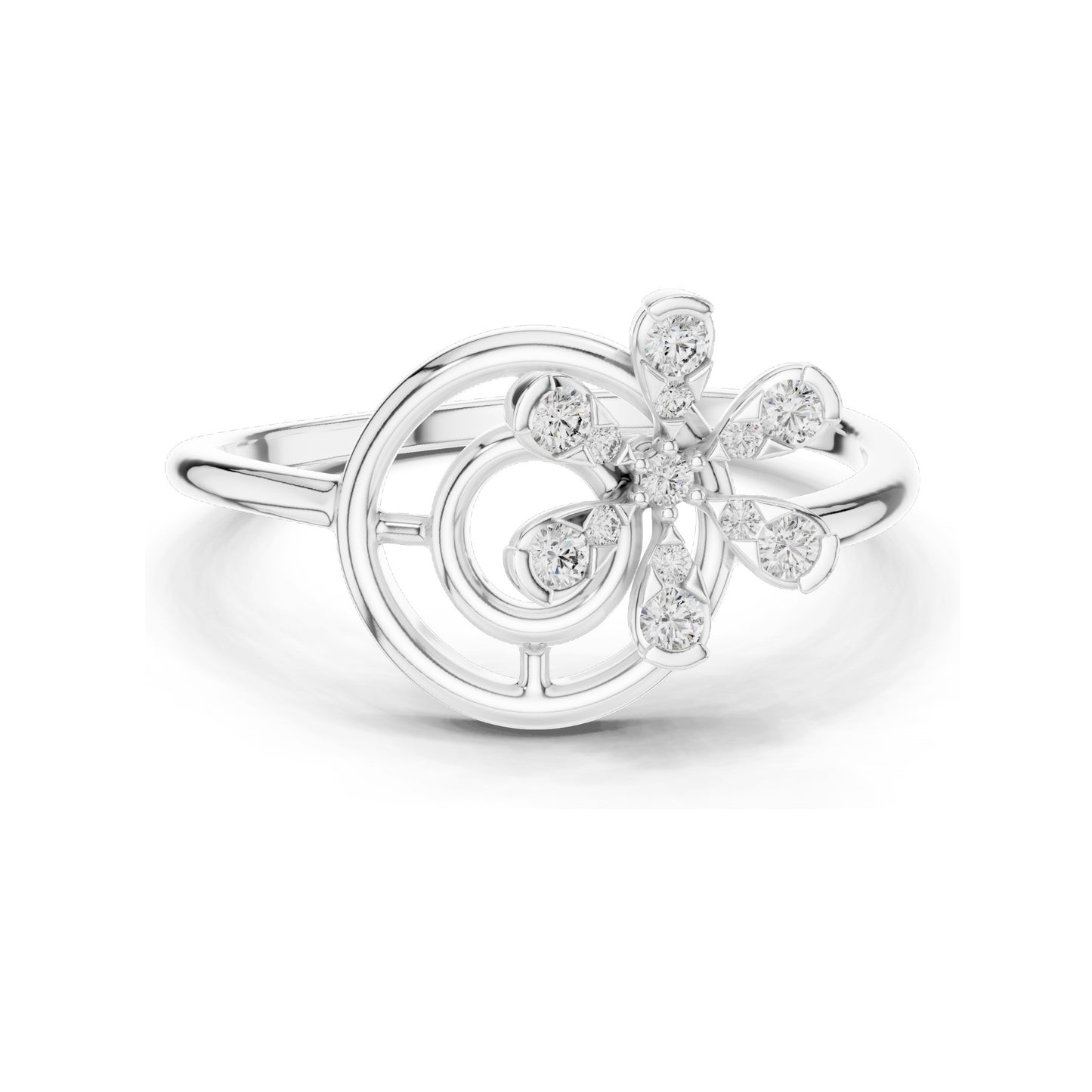 0.148 CT Lab Diamond Floral Spiral Ring for Women | VVS-VS EF Clarity | 18KT, 14KT, 10KT Gold & 925 Silver | Rose, Yellow, White Gold & Moissanite Options