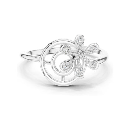 0.148 CT Lab Diamond Floral Spiral Ring for Women | VVS-VS EF Clarity | 18KT, 14KT, 10KT Gold & 925 Silver | Rose, Yellow, White Gold & Moissanite Options