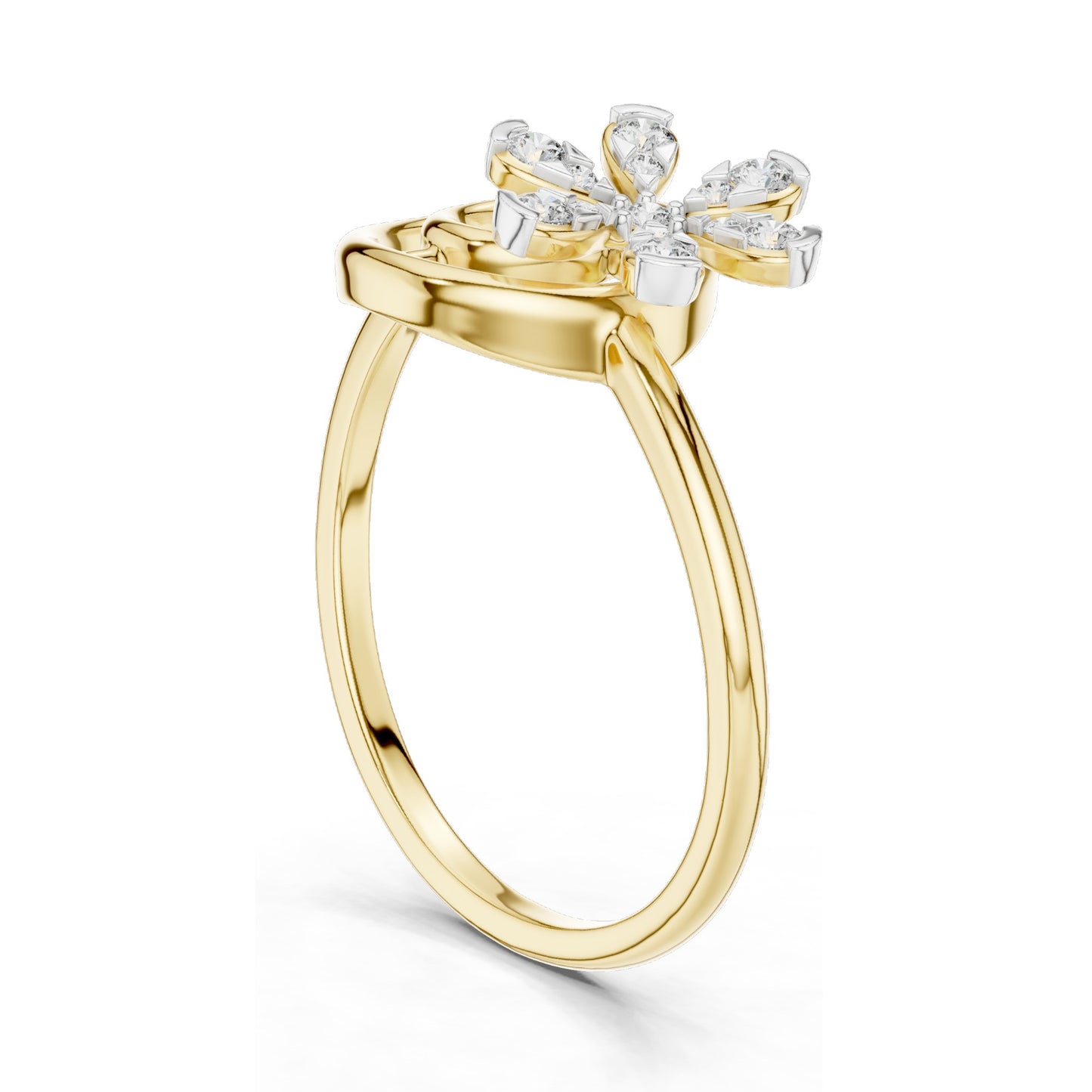 0.148 CT Lab Diamond Floral Spiral Ring for Women | VVS-VS EF Clarity | 18KT, 14KT, 10KT Gold & 925 Silver | Rose, Yellow, White Gold & Moissanite Options