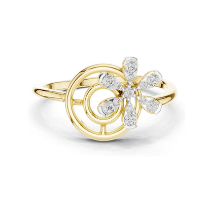 0.148 CT Lab Diamond Floral Spiral Ring for Women | VVS-VS EF Clarity | 18KT, 14KT, 10KT Gold & 925 Silver | Rose, Yellow, White Gold & Moissanite Options