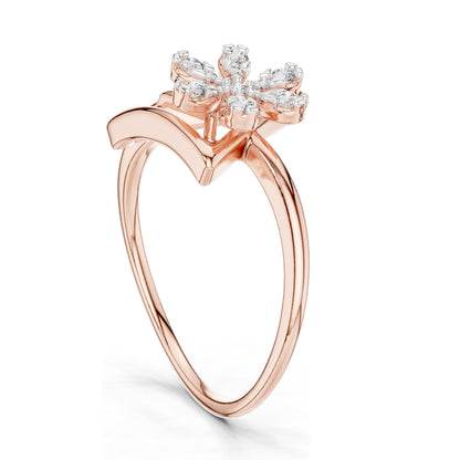 0.146 CT Lab-Grown Diamond Snowflake Ring for Women | VVS-VS EF Clarity | 18KT, 14KT, 10KT Gold & 925 Silver | Rose, Yellow, White Gold & Moissanite Options