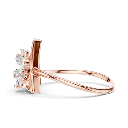 0.146 CT Lab-Grown Diamond Snowflake Ring for Women | VVS-VS EF Clarity | 18KT, 14KT, 10KT Gold & 925 Silver | Rose, Yellow, White Gold & Moissanite Options