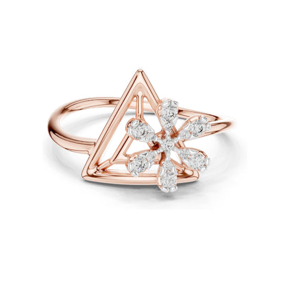 0.146 CT Lab-Grown Diamond Snowflake Ring for Women | VVS-VS EF Clarity | 18KT, 14KT, 10KT Gold & 925 Silver | Rose, Yellow, White Gold & Moissanite Options