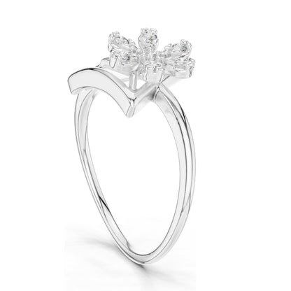 0.146 CT Lab-Grown Diamond Snowflake Ring for Women | VVS-VS EF Clarity | 18KT, 14KT, 10KT Gold & 925 Silver | Rose, Yellow, White Gold & Moissanite Options