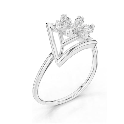 0.146 CT Lab-Grown Diamond Snowflake Ring for Women | VVS-VS EF Clarity | 18KT, 14KT, 10KT Gold & 925 Silver | Rose, Yellow, White Gold & Moissanite Options
