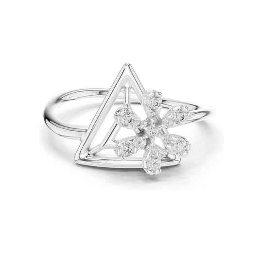 0.146 CT Lab-Grown Diamond Snowflake Ring for Women | VVS-VS EF Clarity | 18KT, 14KT, 10KT Gold & 925 Silver | Rose, Yellow, White Gold & Moissanite Options