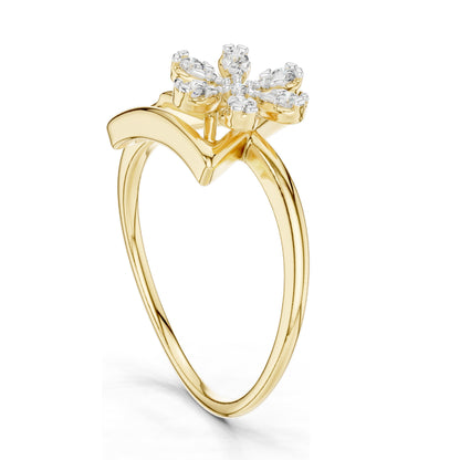 0.146 CT Lab-Grown Diamond Snowflake Ring for Women | VVS-VS EF Clarity | 18KT, 14KT, 10KT Gold & 925 Silver | Rose, Yellow, White Gold & Moissanite Options