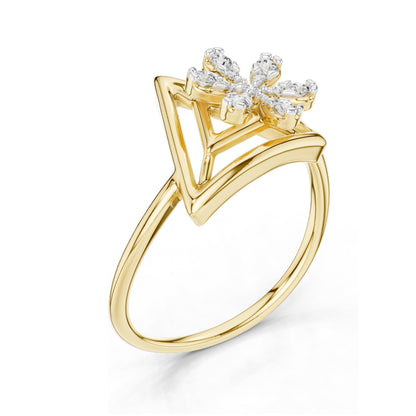 0.146 CT Lab-Grown Diamond Snowflake Ring for Women | VVS-VS EF Clarity | 18KT, 14KT, 10KT Gold & 925 Silver | Rose, Yellow, White Gold & Moissanite Options