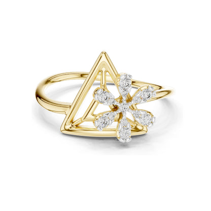 0.146 CT Lab-Grown Diamond Snowflake Ring for Women | VVS-VS EF Clarity | 18KT, 14KT, 10KT Gold & 925 Silver | Rose, Yellow, White Gold & Moissanite Options