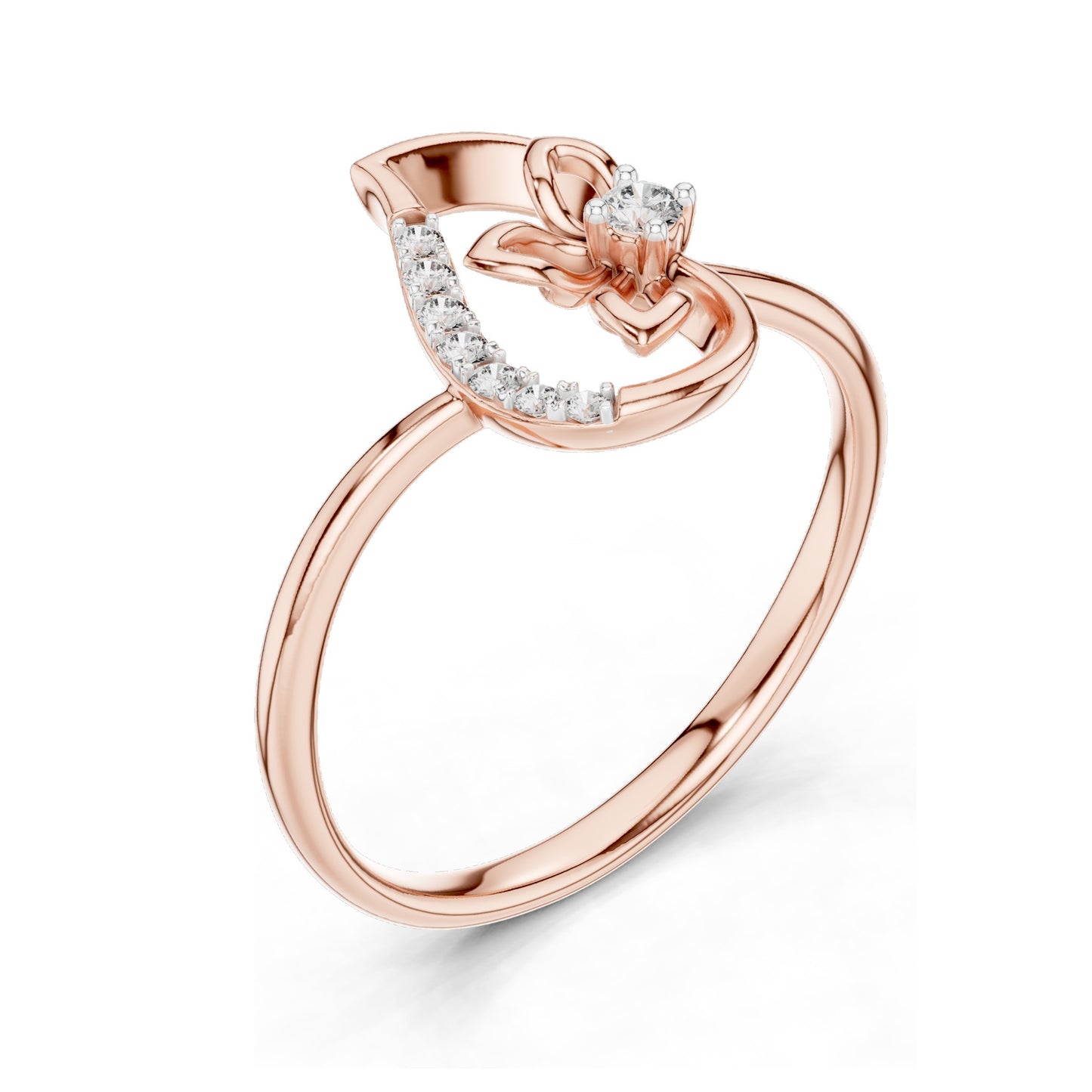 0.075 CT Lab-Grown Diamond Floral Ring for Women | VVS-VS EF Clarity | 18KT, 14KT, 10KT Gold & 925 Silver | Rose, Yellow, White Gold & Moissanite Options