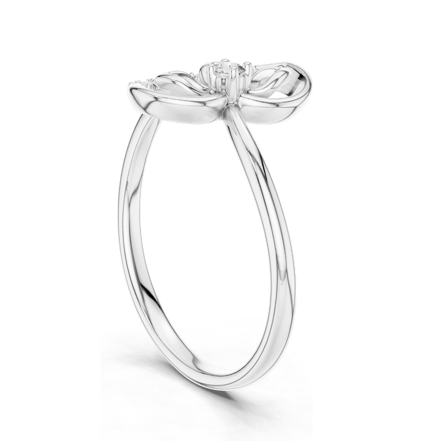 0.075 CT Lab-Grown Diamond Floral Ring for Women | VVS-VS EF Clarity | 18KT, 14KT, 10KT Gold & 925 Silver | Rose, Yellow, White Gold & Moissanite Options