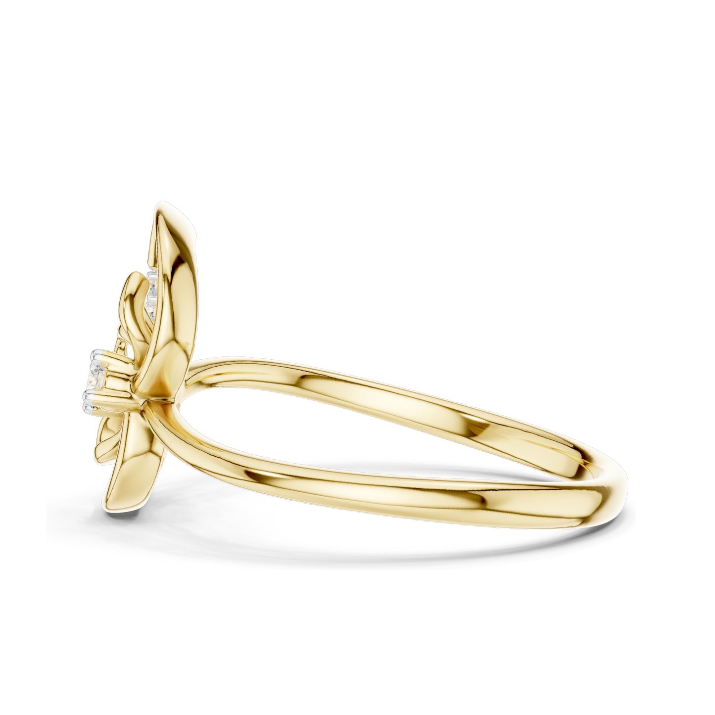 0.075 CT Lab-Grown Diamond Floral Ring for Women | VVS-VS EF Clarity | 18KT, 14KT, 10KT Gold & 925 Silver | Rose, Yellow, White Gold & Moissanite Options