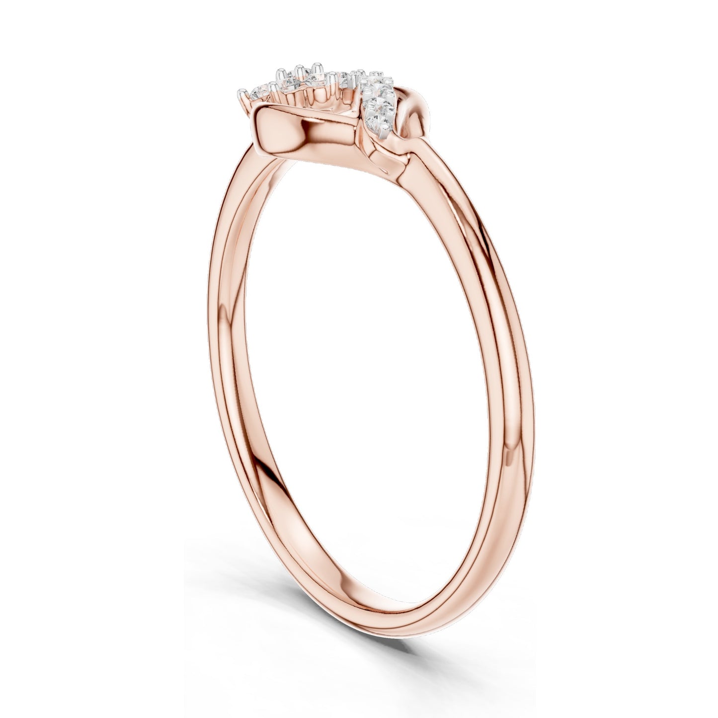 0.101 CT Lab-Grown Diamond Wave Ring for Women | VVS-VS EF Clarity | 18KT, 14KT, 10KT Gold & 925 Silver | Rose, Yellow, White Gold & Moissanite Options