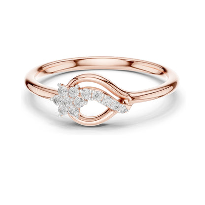 0.101 CT Lab-Grown Diamond Wave Ring for Women | VVS-VS EF Clarity | 18KT, 14KT, 10KT Gold & 925 Silver | Rose, Yellow, White Gold & Moissanite Options