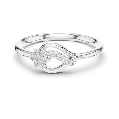 0.101 CT Lab-Grown Diamond Wave Ring for Women | VVS-VS EF Clarity | 18KT, 14KT, 10KT Gold & 925 Silver | Rose, Yellow, White Gold & Moissanite Options