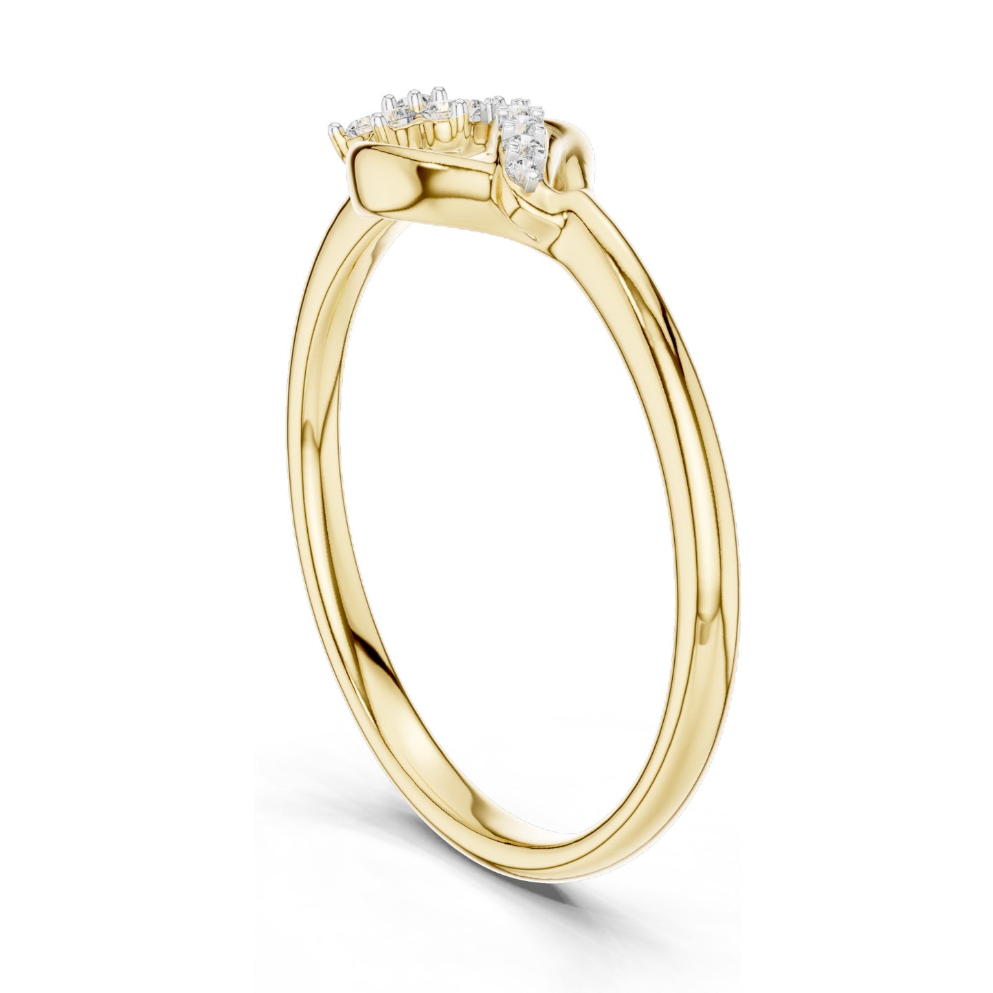 0.101 CT Lab-Grown Diamond Wave Ring for Women | VVS-VS EF Clarity | 18KT, 14KT, 10KT Gold & 925 Silver | Rose, Yellow, White Gold & Moissanite Options