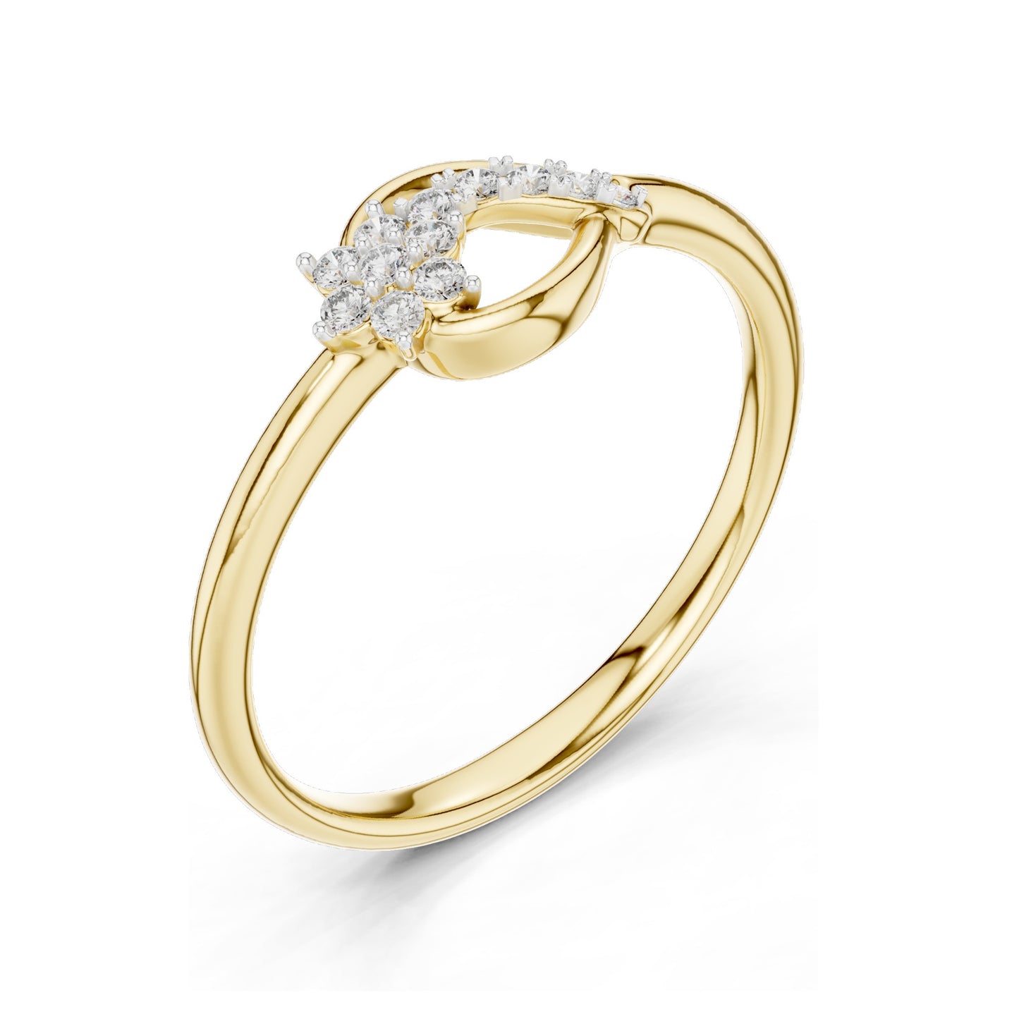 0.101 CT Lab-Grown Diamond Wave Ring for Women | VVS-VS EF Clarity | 18KT, 14KT, 10KT Gold & 925 Silver | Rose, Yellow, White Gold & Moissanite Options