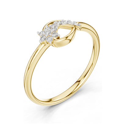 0.101 CT Lab-Grown Diamond Wave Ring for Women | VVS-VS EF Clarity | 18KT, 14KT, 10KT Gold & 925 Silver | Rose, Yellow, White Gold & Moissanite Options