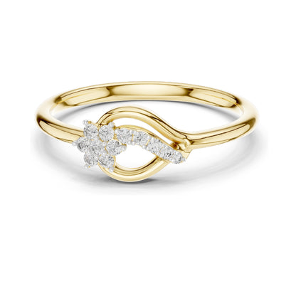 0.101 CT Lab-Grown Diamond Wave Ring for Women | VVS-VS EF Clarity | 18KT, 14KT, 10KT Gold & 925 Silver | Rose, Yellow, White Gold & Moissanite Options