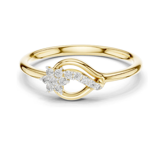 0.101 CT Lab-Grown Diamond Wave Ring for Women | VVS-VS EF Clarity | 18KT, 14KT, 10KT Gold & 925 Silver | Rose, Yellow, White Gold & Moissanite Options