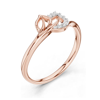 0.075 CT Lab-Grown Diamond Ladies Ring with Twisted Leaf Design | VVS-VS EF Clarity | 18KT, 14KT, 10KT Gold & 925 Silver | Rose, Yellow, White Gold & Moissanite Options