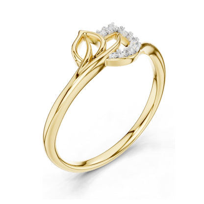 0.075 CT Lab-Grown Diamond Ladies Ring with Twisted Leaf Design | VVS-VS EF Clarity | 18KT, 14KT, 10KT Gold & 925 Silver | Rose, Yellow, White Gold & Moissanite Options