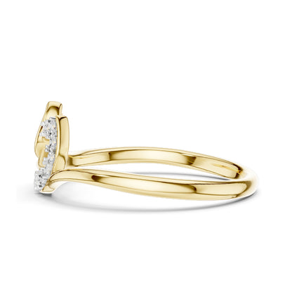 0.075 CT Lab-Grown Diamond Ladies Ring with Twisted Leaf Design | VVS-VS EF Clarity | 18KT, 14KT, 10KT Gold & 925 Silver | Rose, Yellow, White Gold & Moissanite Options