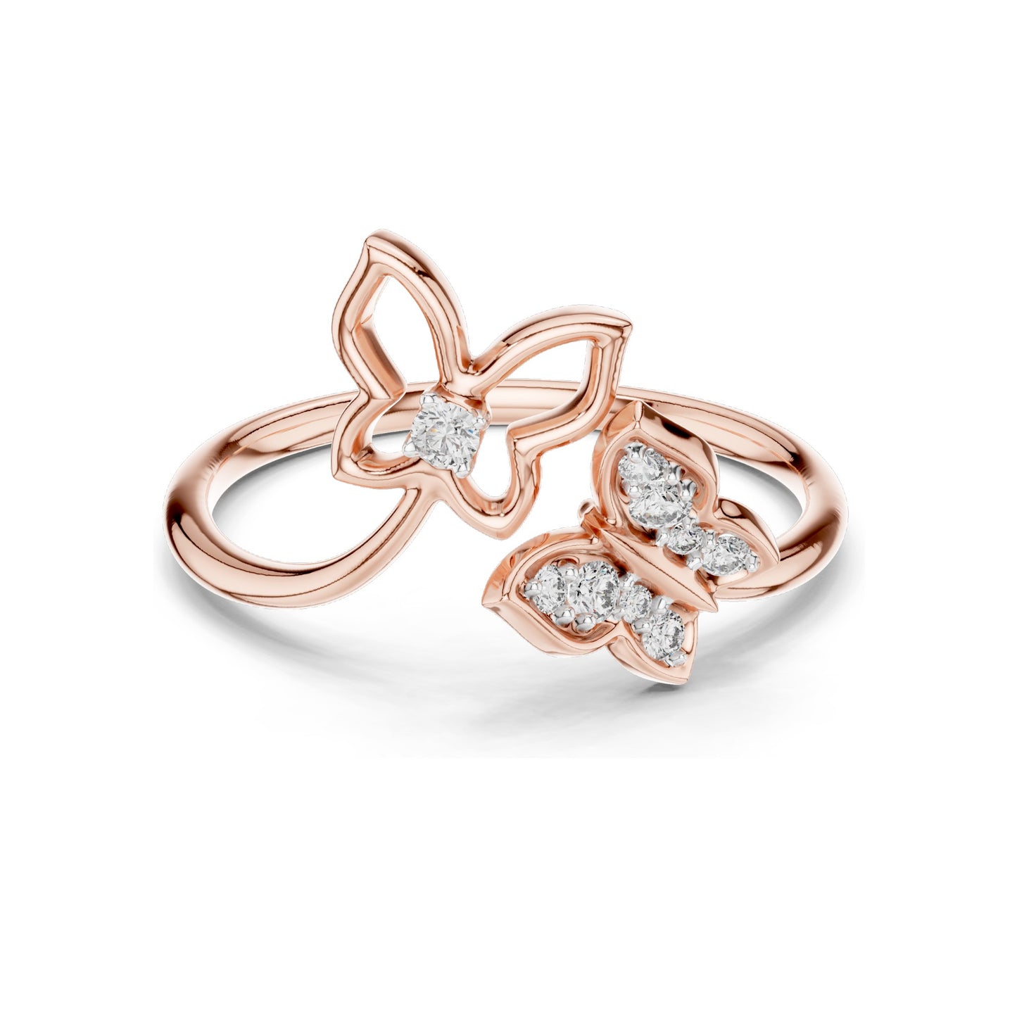 0.102 CT Lab-Grown Diamond Butterfly Ring for Women | VVS-VS EF Clarity | 18KT, 14KT, 10KT Gold & 925 Silver | Rose, Yellow, White Gold & Moissanite Options