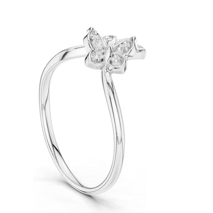 0.102 CT Lab-Grown Diamond Butterfly Ring for Women | VVS-VS EF Clarity | 18KT, 14KT, 10KT Gold & 925 Silver | Rose, Yellow, White Gold & Moissanite Options