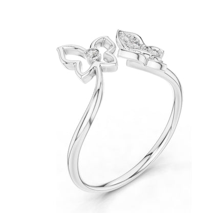 0.102 CT Lab-Grown Diamond Butterfly Ring for Women | VVS-VS EF Clarity | 18KT, 14KT, 10KT Gold & 925 Silver | Rose, Yellow, White Gold & Moissanite Options