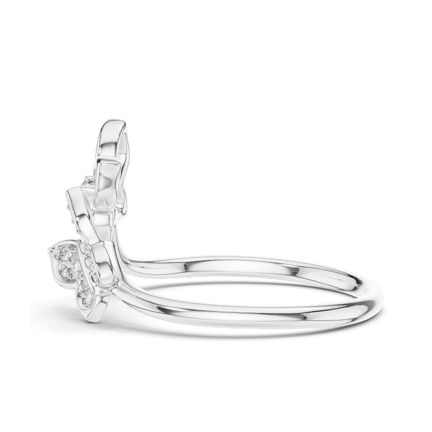 0.102 CT Lab-Grown Diamond Butterfly Ring for Women | VVS-VS EF Clarity | 18KT, 14KT, 10KT Gold & 925 Silver | Rose, Yellow, White Gold & Moissanite Options