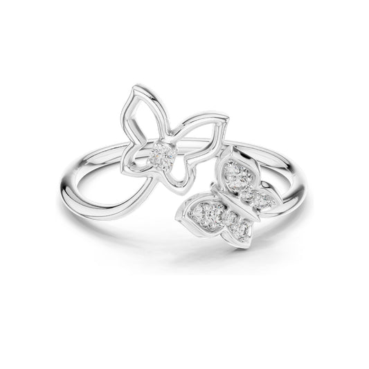 0.102 CT Lab-Grown Diamond Butterfly Ring for Women | VVS-VS EF Clarity | 18KT, 14KT, 10KT Gold & 925 Silver | Rose, Yellow, White Gold & Moissanite Options