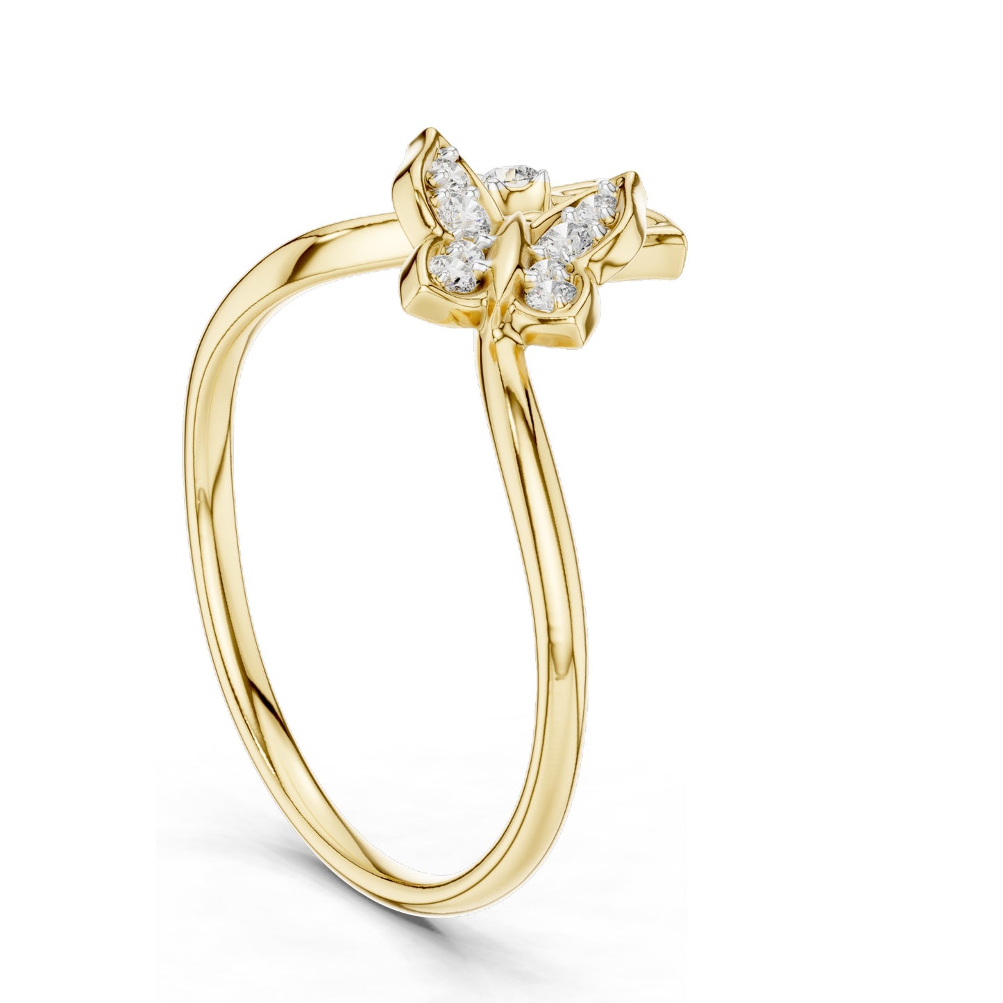 0.102 CT Lab-Grown Diamond Butterfly Ring for Women | VVS-VS EF Clarity | 18KT, 14KT, 10KT Gold & 925 Silver | Rose, Yellow, White Gold & Moissanite Options