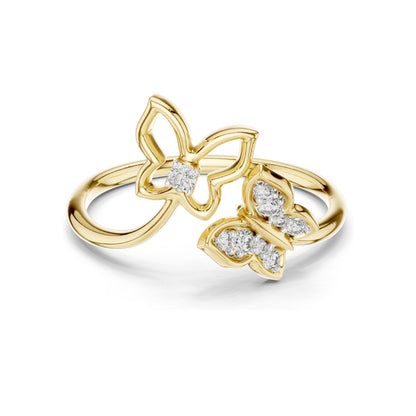 0.102 CT Lab-Grown Diamond Butterfly Ring for Women | VVS-VS EF Clarity | 18KT, 14KT, 10KT Gold & 925 Silver | Rose, Yellow, White Gold & Moissanite Options