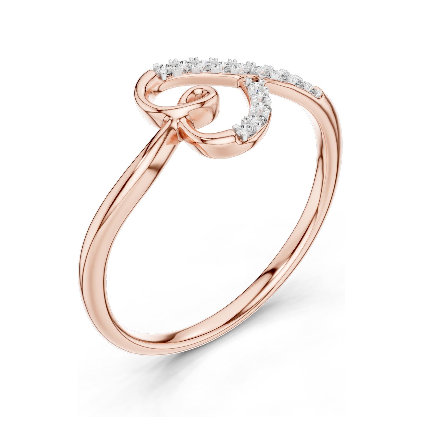 0.081 CT Lab-Grown Diamond Ladies Ring with Swirl Design | VVS-VS EF Clarity | 18KT, 14KT, 10KT Gold & 925 Silver | Rose, Yellow, White Gold & Moissanite Options