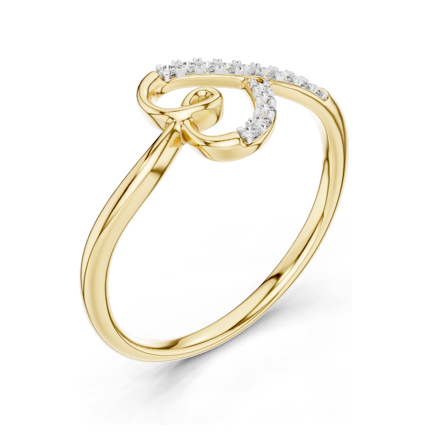 0.081 CT Lab-Grown Diamond Ladies Ring with Swirl Design | VVS-VS EF Clarity | 18KT, 14KT, 10KT Gold & 925 Silver | Rose, Yellow, White Gold & Moissanite Options