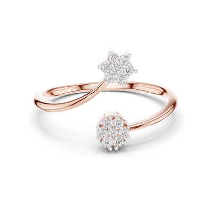 0.136 CT Lab Diamond Double Star Ring for Women | VVS-VS EF Clarity | 18KT, 14KT, 10KT Gold & 925 Silver | Rose, Yellow, White Gold & Moissanite Options