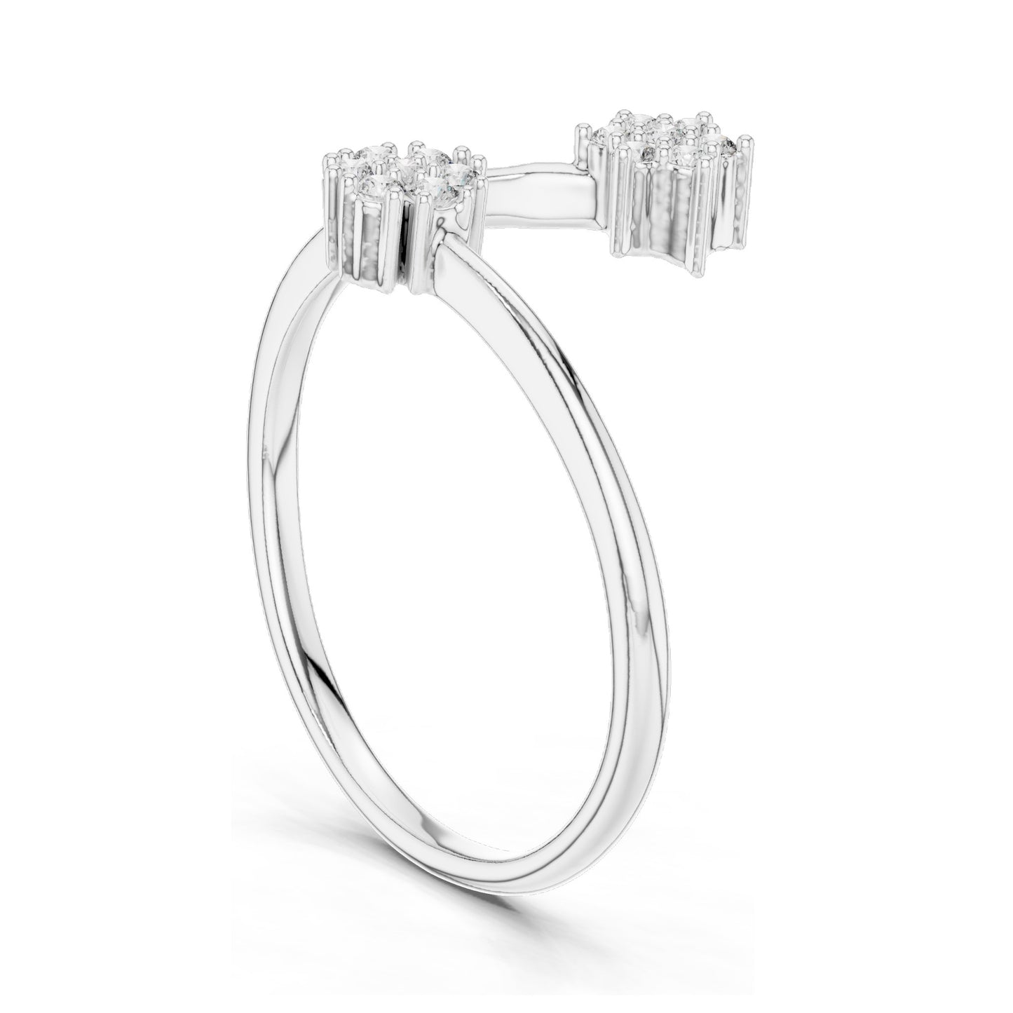 0.136 CT Lab Diamond Double Star Ring for Women | VVS-VS EF Clarity | 18KT, 14KT, 10KT Gold & 925 Silver | Rose, Yellow, White Gold & Moissanite Options