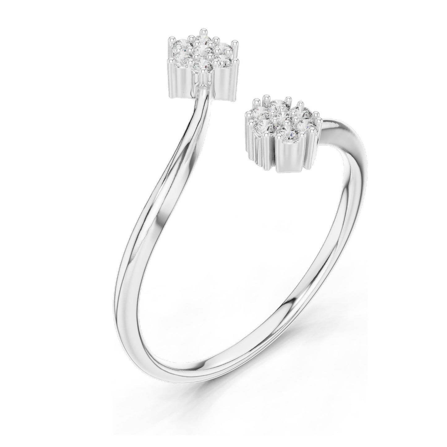 0.136 CT Lab Diamond Double Star Ring for Women | VVS-VS EF Clarity | 18KT, 14KT, 10KT Gold & 925 Silver | Rose, Yellow, White Gold & Moissanite Options