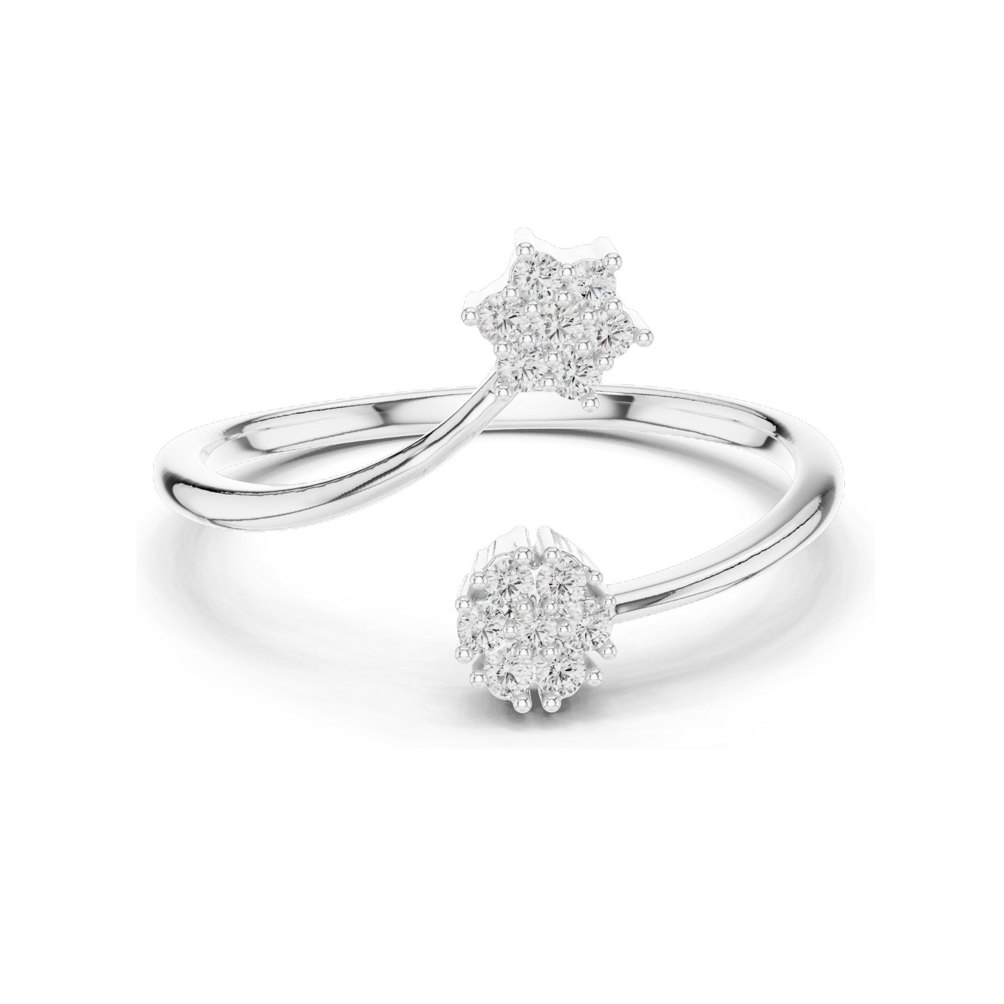 0.136 CT Lab Diamond Double Star Ring for Women | VVS-VS EF Clarity | 18KT, 14KT, 10KT Gold & 925 Silver | Rose, Yellow, White Gold & Moissanite Options