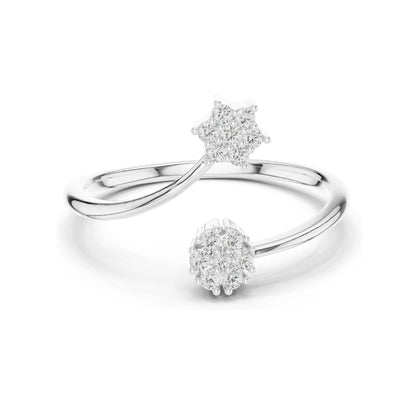 0.136 CT Lab Diamond Double Star Ring for Women | VVS-VS EF Clarity | 18KT, 14KT, 10KT Gold & 925 Silver | Rose, Yellow, White Gold & Moissanite Options