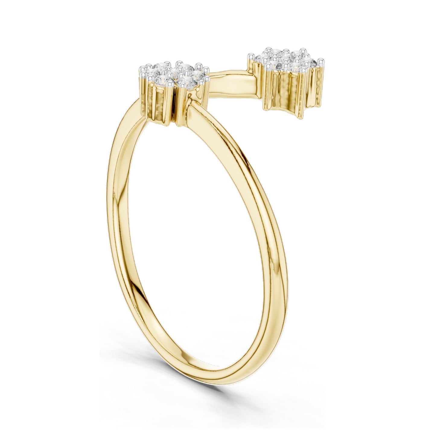 0.136 CT Lab Diamond Double Star Ring for Women | VVS-VS EF Clarity | 18KT, 14KT, 10KT Gold & 925 Silver | Rose, Yellow, White Gold & Moissanite Options