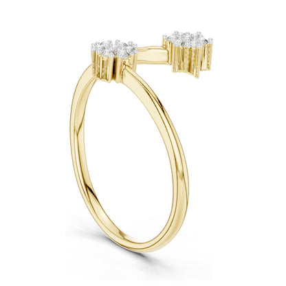 0.136 CT Lab Diamond Double Star Ring for Women | VVS-VS EF Clarity | 18KT, 14KT, 10KT Gold & 925 Silver | Rose, Yellow, White Gold & Moissanite Options