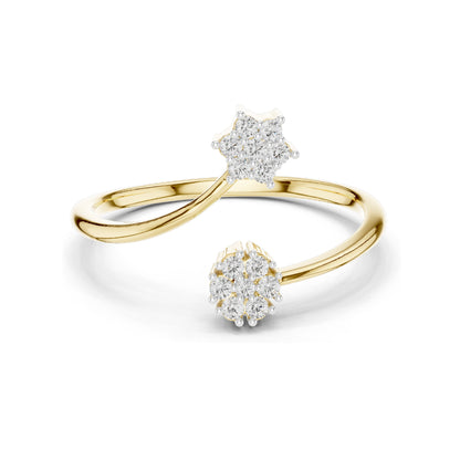 0.136 CT Lab Diamond Double Star Ring for Women | VVS-VS EF Clarity | 18KT, 14KT, 10KT Gold & 925 Silver | Rose, Yellow, White Gold & Moissanite Options