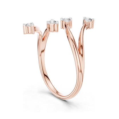 0.12 CT Lab Diamond Triple Stone Curved Ring for Women | VVS-VS EF Clarity | 18KT, 14KT, 10KT Gold & 925 Silver | Rose, Yellow, White Gold & Moissanite Options