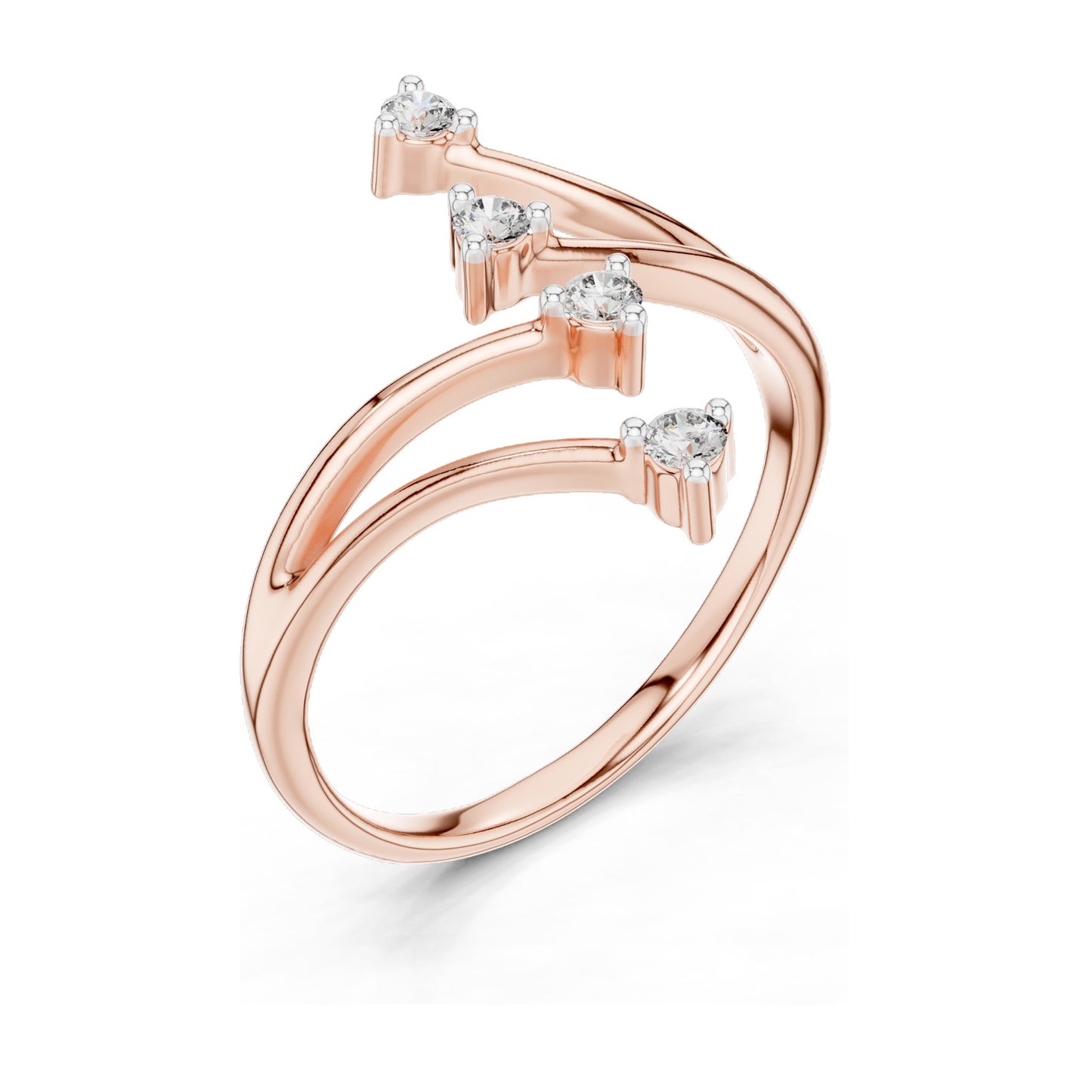 0.12 CT Lab Diamond Triple Stone Curved Ring for Women | VVS-VS EF Clarity | 18KT, 14KT, 10KT Gold & 925 Silver | Rose, Yellow, White Gold & Moissanite Options