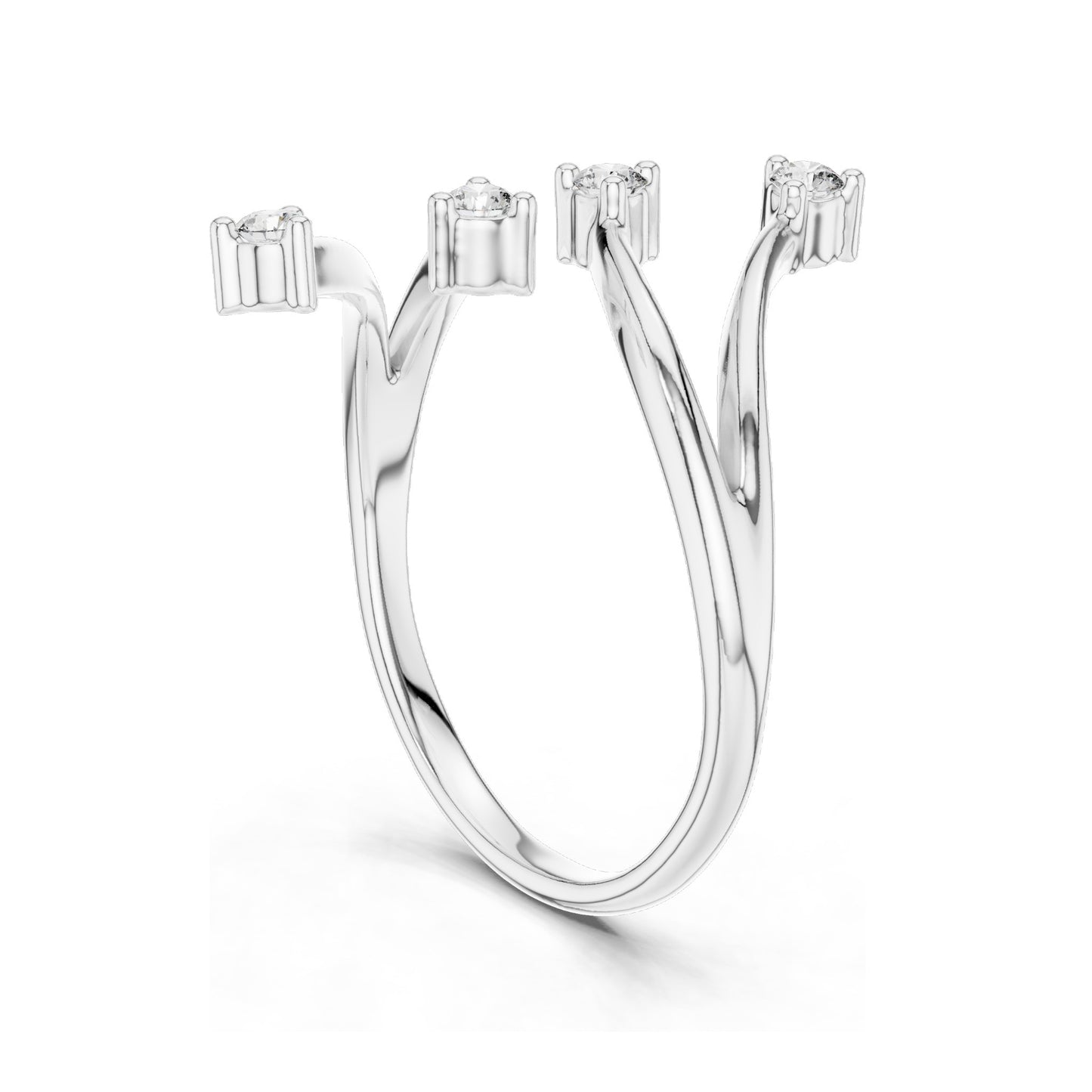 0.12 CT Lab Diamond Triple Stone Curved Ring for Women | VVS-VS EF Clarity | 18KT, 14KT, 10KT Gold & 925 Silver | Rose, Yellow, White Gold & Moissanite Options