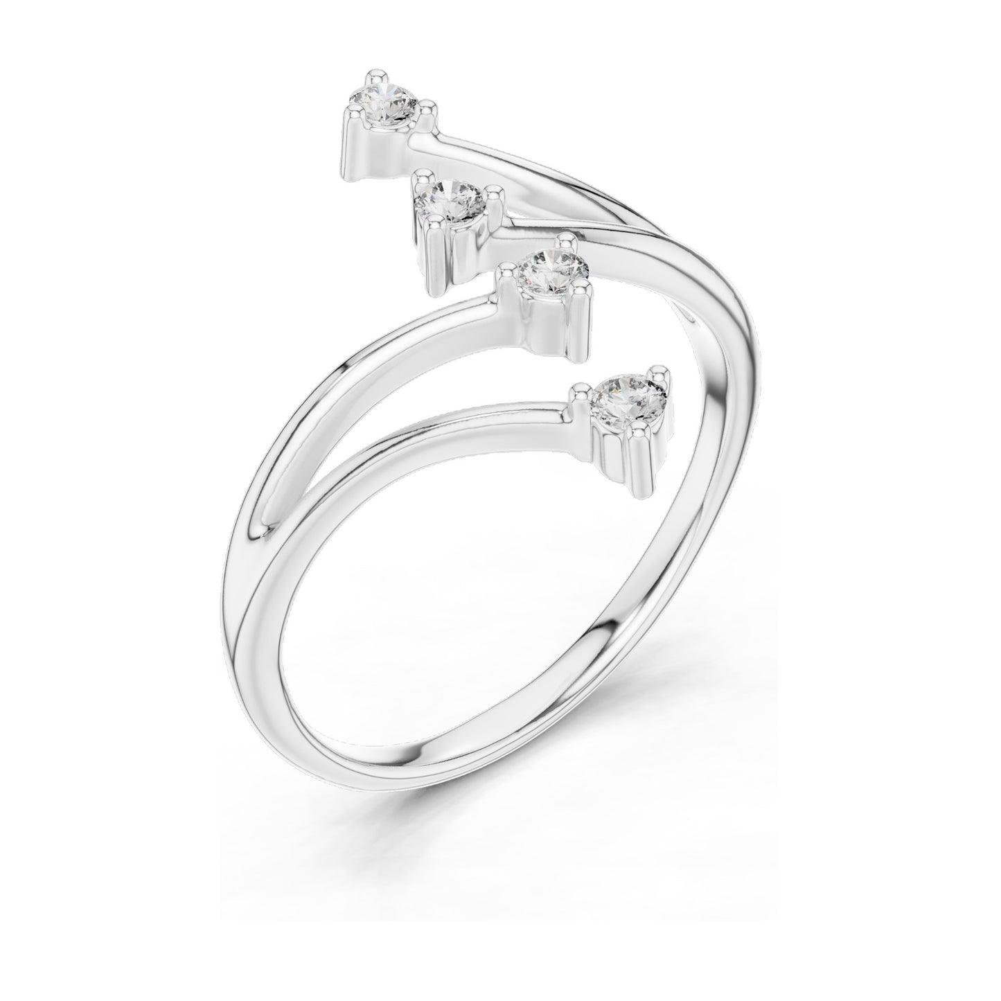 0.12 CT Lab Diamond Triple Stone Curved Ring for Women | VVS-VS EF Clarity | 18KT, 14KT, 10KT Gold & 925 Silver | Rose, Yellow, White Gold & Moissanite Options