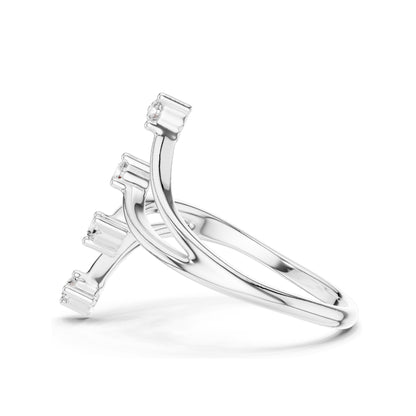 0.12 CT Lab Diamond Triple Stone Curved Ring for Women | VVS-VS EF Clarity | 18KT, 14KT, 10KT Gold & 925 Silver | Rose, Yellow, White Gold & Moissanite Options